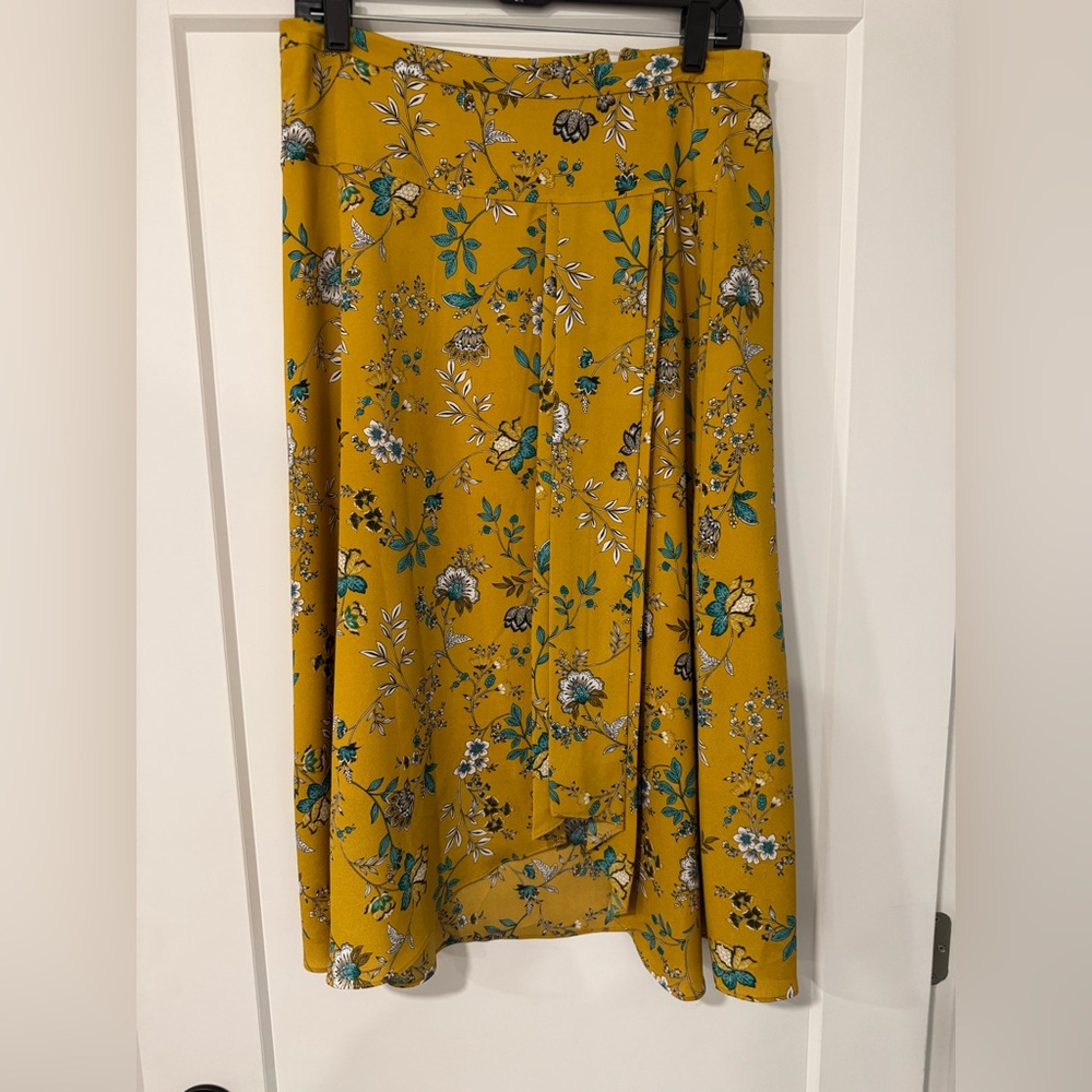 Calvin Klein Mustard Floral A-Line Skirt